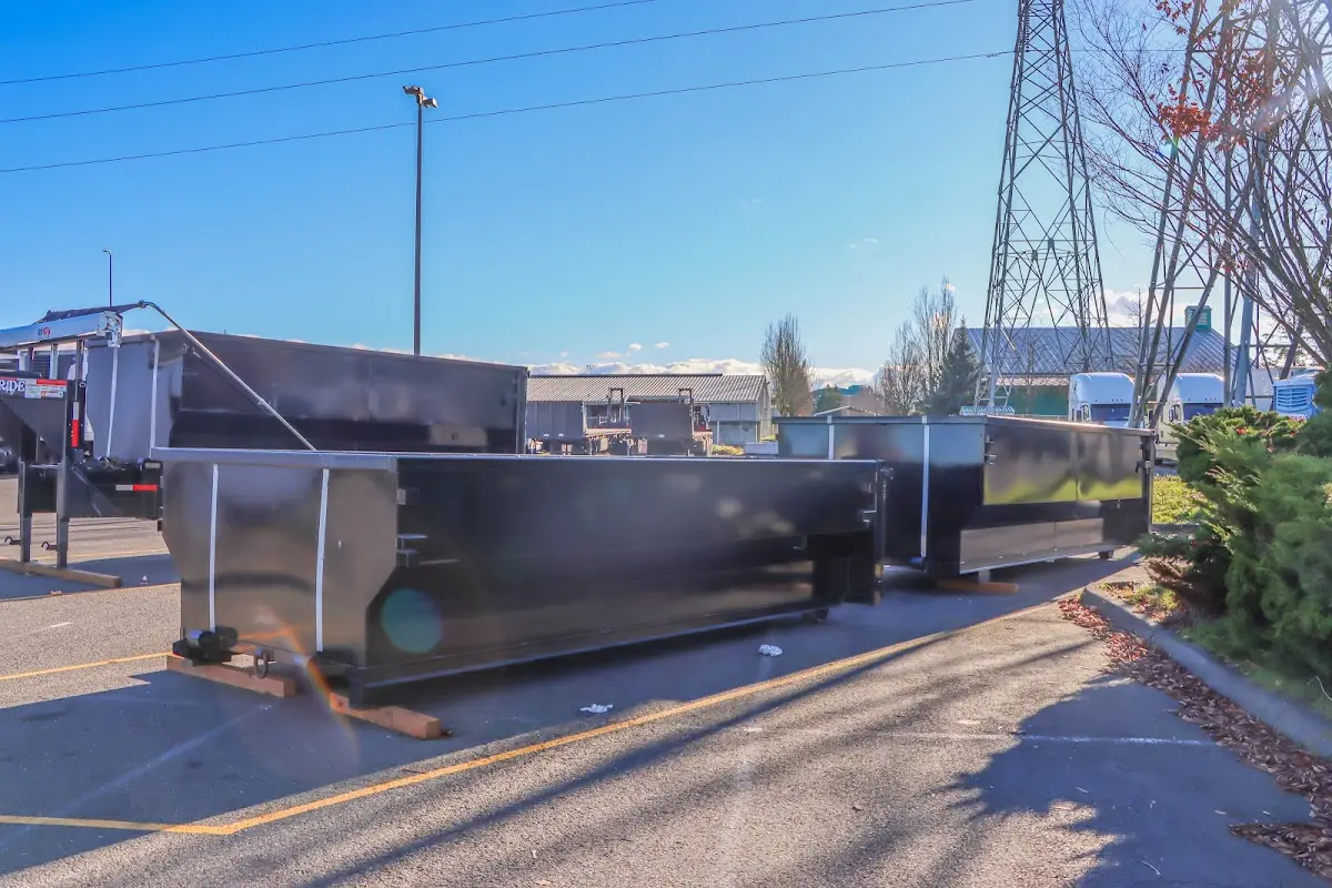 Roll-off dumpster ready for waste disposal at job site for Roofing Dumpster Rental in Fishers